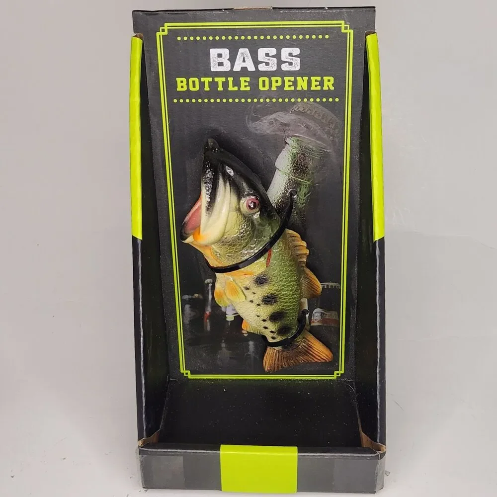 NEW Fish Bottle Opener Large Mouth Bass Bar Man Cave Gift Stocking Stuffer